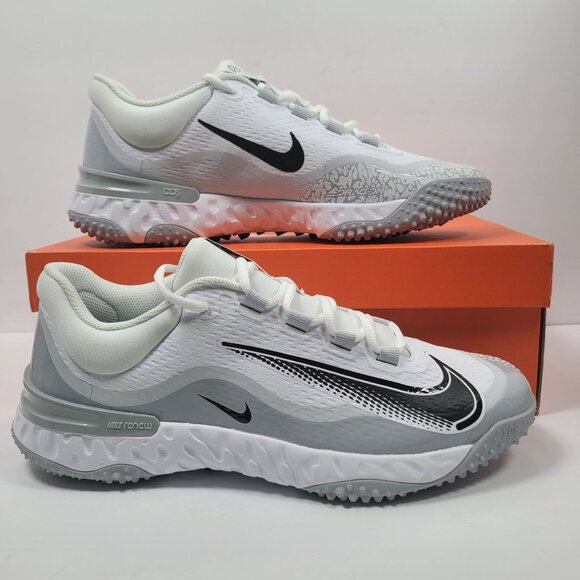 Nike Alpha Huarache Elite 4 Turf Men's White Gray Shoes FD2743-100 US Sz 11 NWB - Picture 1 of 10